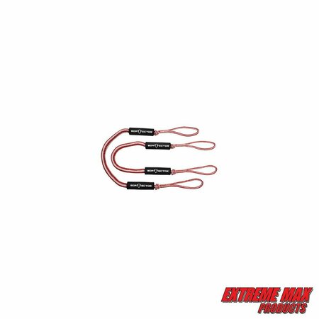 EXTREME MAX Extreme Max 3006.2732 BoatTector Bungee Dock Line Value 2-Pack - 4', Red/White 3006.2732